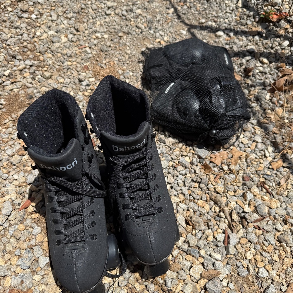 Roller skates with safety wear